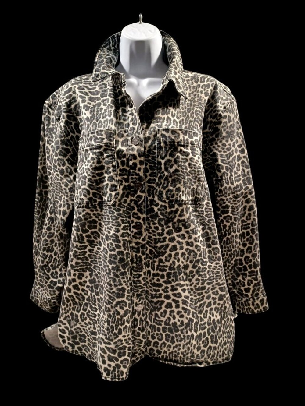 Shacket Leopard Print Heavyweight Oversized Snap Front Robert Rodriguez Womens S